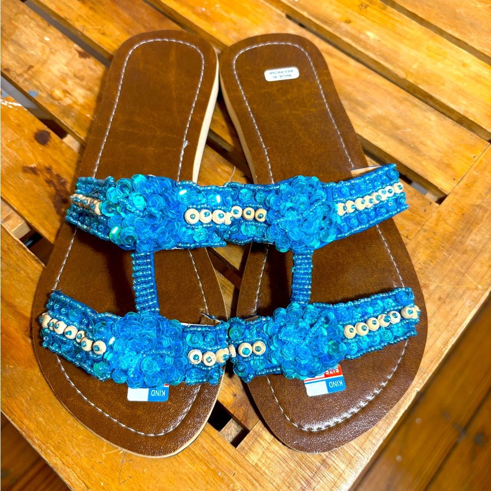 Blue Sequin Sandals - New